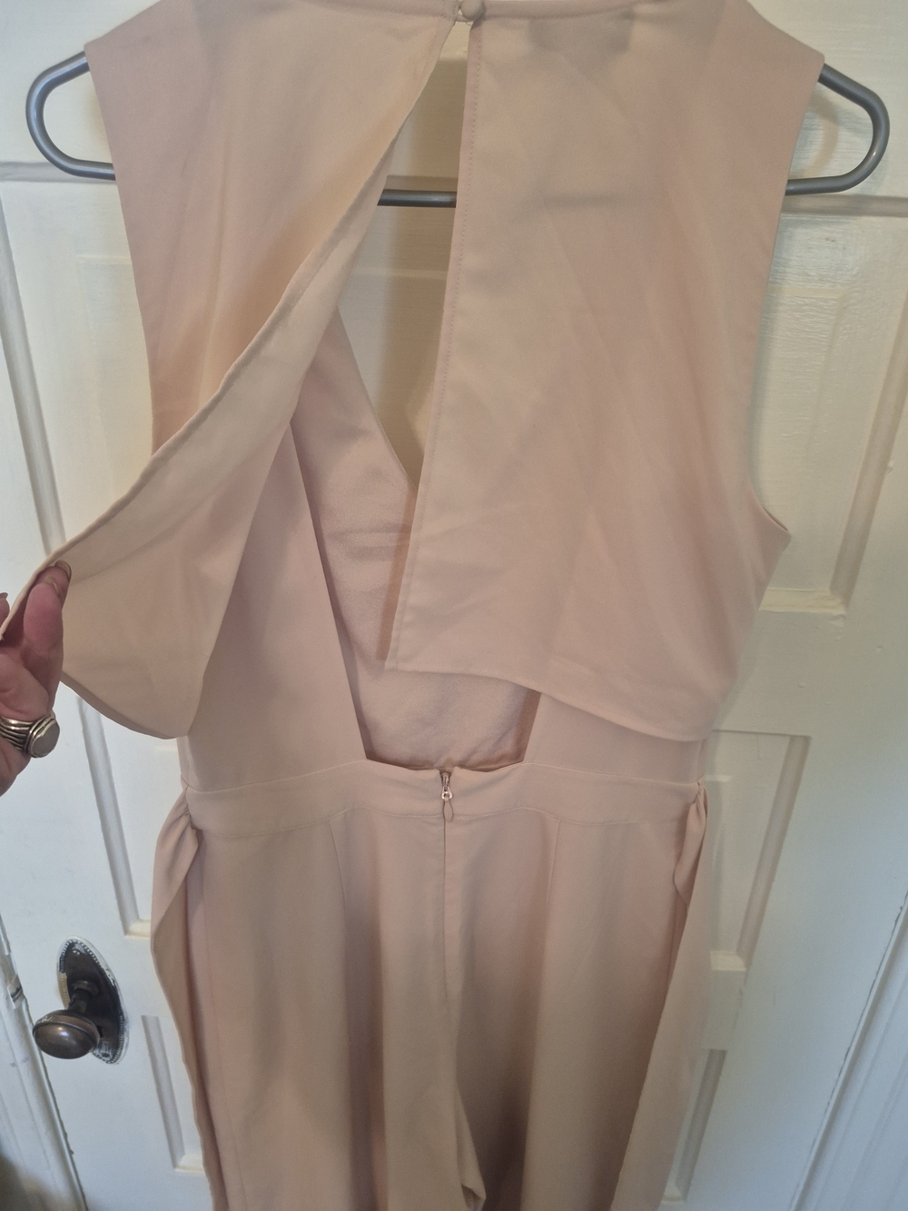 bebe Blush Pink Wide Leg Belted Jumpsuit Open Back Size 10 - Picture 8 of 13